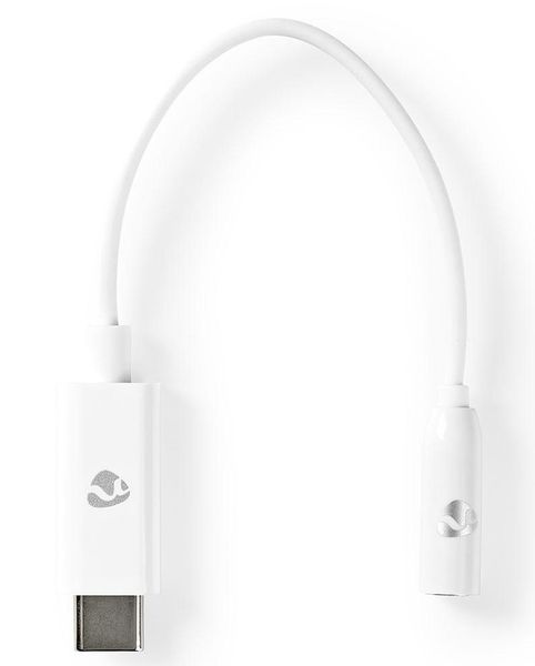 NEDIS USB-C adaptér/ USB-C zástrčka – 3,5 mm jack zásuvka/ biela/ box/ 15cm Redukcia, USB-C zástrcka – 3,5mm jack zásuvka, biela, 15cm