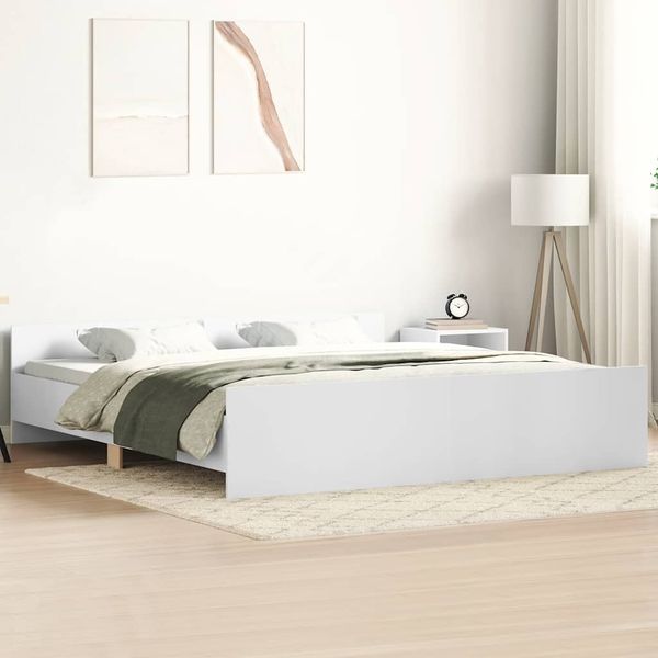 vidaXL Posteľný rám s čelom a opierkou nôh biely 180x200 cm