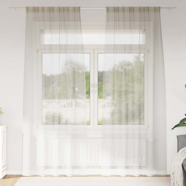 vidaXL Voile záclona so záclonami 2 pcs Krémová 245 x 140 cm Polyester