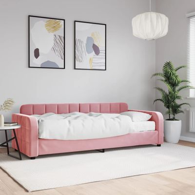 vidaXL Denná posteľ s matracom ružová 80x200 cm zamat