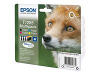 4-balenie - čierna, žltá, azúrová, purpurová - originálne - blistr s RF / akustickým alarmom - atramentová cartridge (alternatíva pre: Epson T1285) - pre Stylus S22, SX130, SX230, SX235, SX430, SX435, SX438, SX440, SX445; Stylus Office BX305
