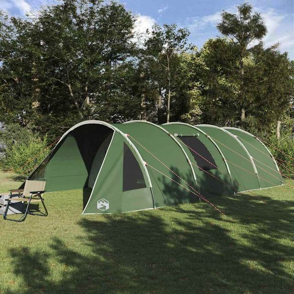 vidaXL Túlový stan pre 6 osôb Zelená a biela 890 x 470 x 220 cm