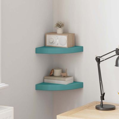 vidaXL Nástenné rohové police 2 ks modré 25x25x3,8 cm MDF