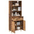 vidaXL Highboard Staré drevo 69,5 x 32,5 x 180 cm Kompozitné drevo