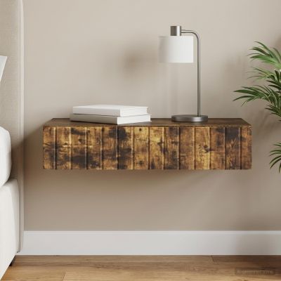 vidaXL Nástenný bočný stôl Dymový dub 87,5 x 34,5 x 17 cm