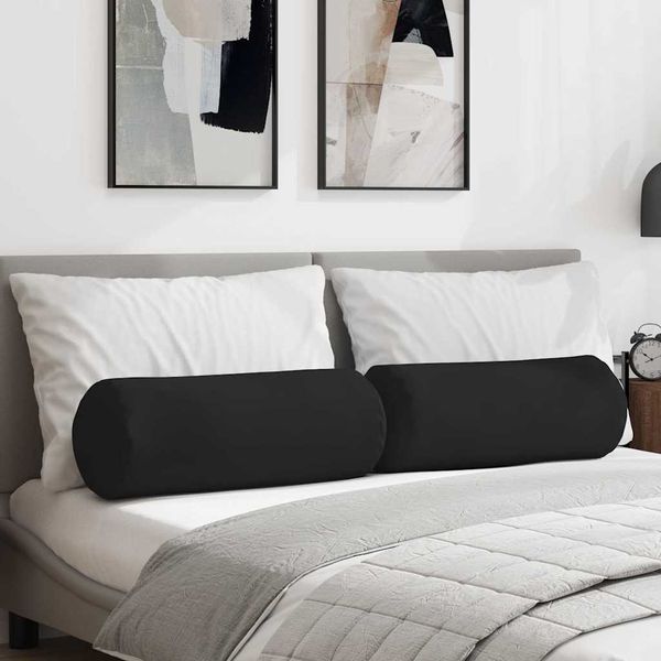 vidaXL Podložkové vankúše 2 pcs Čierna Ø 25 x 70 cm Mikrovlákno