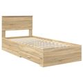 vidaXL Rám postele Sonoma dub a striebro 75 x 190 cm Kompozitné drevo
