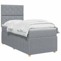 vidaXL LED boxspring posteľ s matracom Svetlosivá 100 x 200 cm Látka