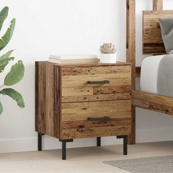 vidaXL Nočný stolík so zásuvkou 2 pcs Staré drevo 40 x 35 x 47,5 cm