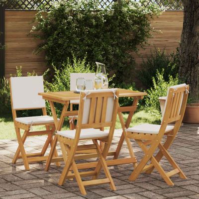 vidaXL Záhradné bistro stoličky 4 ks Krémovo biela