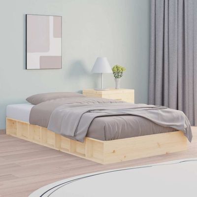vidaXL Posteľný rám 75x190 cm malé jednolôžko masívne drevo