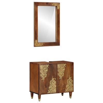 vidaXL Set kabinetov do kúpeľne 2 pcs Medová hnedá Masívne mango drevo