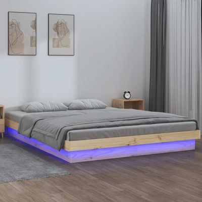 vidaXL Posteľný rám s LED 120x190 cm malé dvojlôžko masívne drevo