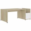 vidaXL Konferenčný stolík, biela+sonoma 90x45x35 cm, kompozitné drevo