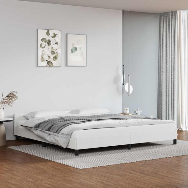 vidaXL Posteľný rám s čelom bez matraca biely 200x200 cm