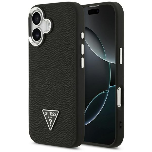 Púzdro Guess Grained Triangle Logo MagSafe pre iPhone 17 čierne
