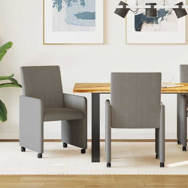 vidaXL Jedálenské stoličky na kolieskach s kolesami 2 pcs Svetlosivá