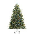 vidaXL Umelý vianočný stromček s pniškami Zelená 240 cm PVC a PE a kov