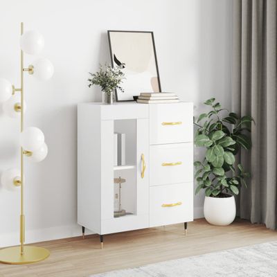 vidaXL Komoda lesklá biela 69,5x34x90 cm spracované drevo