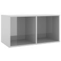 vidaXL Úložný box na vinyly, lesklý sivý 71x34x36 cm, kompozitné drevo