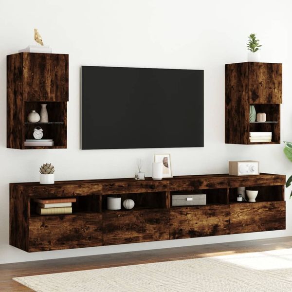 vidaXL TV skrinky s LED svetlami 2 ks dymový dub 30,5x30x60 cm