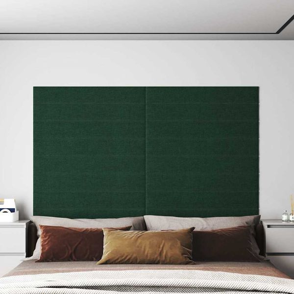 vidaXL Nástenné panely 12 ks tmavozelené 90x15 cm látka 1,62 m²