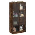 vidaXL Vysoká skrinka s dvierkami dymový dub 68x37x142cm kompoz. drevo