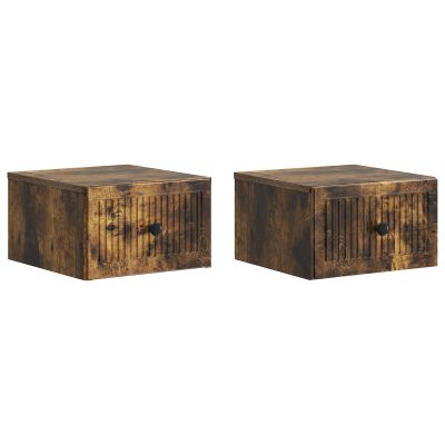 vidaXL Nástenná nočná skrinka 2 pcs Dymový dub 33 x 34,5 x 20 cm