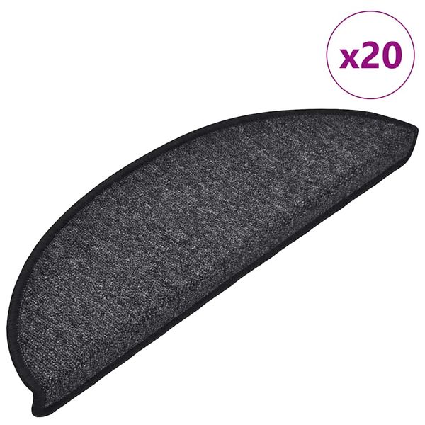 vidaXL Schodové rohože 20 ks 56x17x3 cm antracitové polkruhové