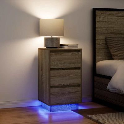 vidaXL nočná skrinka s LED osvetlením dub sonoma 38x34x65 cm