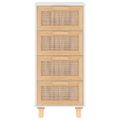 vidaXL Komoda biela 40x30x90 cm masívna borovica a prírodný ratan