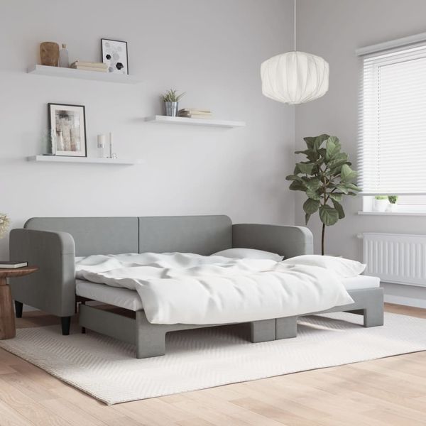 vidaXL Denná posteľ s rozkladacou posteľou bledosivá 100x200 cm látka
