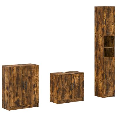 vidaXL 3-dielna skrinka do kúpeľne UTRECHT Dymový dub Kompozitné drevo