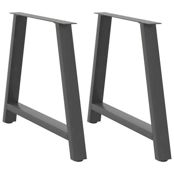 vidaXL Nohy k jedálenskému stolu v tvare A, 2 ks, antracitové, 100 x (72-73) cm, oceľ