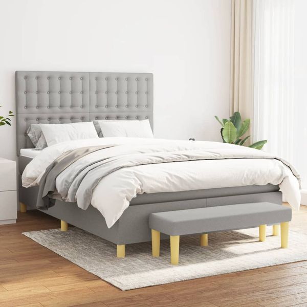 vidaXL Boxspring posteľ s matracom bledosivý 140x190 cm látka