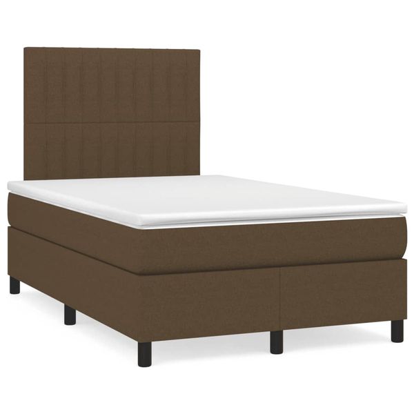 vidaXL Boxspring posteľ s matracom a LED tmavohnedá 120x190 cm látka