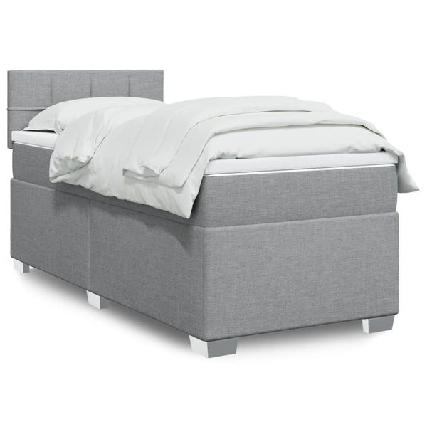 vidaXL Posteľný rám boxsping s matracom bledosivý 90x190 cm látka