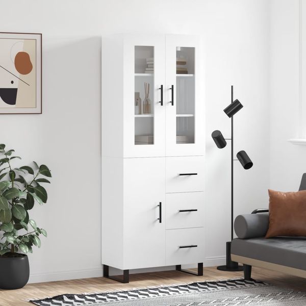 vidaXL Vysoká skrinka lesklá biela 69,5x34x180 cm spracované drevo
