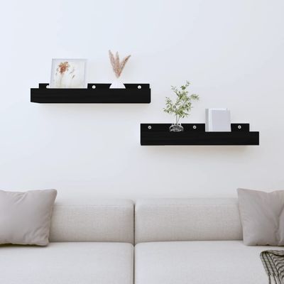 vidaXL Nástenné skrinky 2 ks čierne 50x12x9 cm masívna borovica