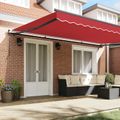 vidaXL Sklopná markíza Červená 500 × 350 cm Polyester a hliník