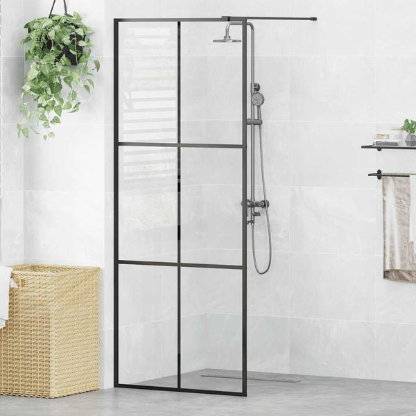 vidaXL Sprchová zástena z priehľadného ESG skla 80x195 cm čierna