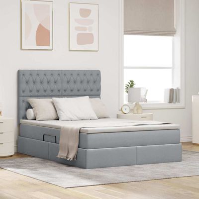 vidaXL Postel s úložným prostorem a matrací Svetlosivá 140 x 200 cm