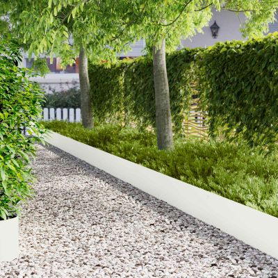 vidaXL Obrubník trávnika 10 ks 103 x 30 cm Oceľ Biela