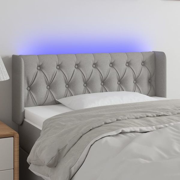 vidaXL Čelo postele s LED bledosivé 103x16x78/88 cm látka