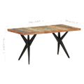 vidaXL Jedálenský stôl 160x80x76 cm recyklovaný masív