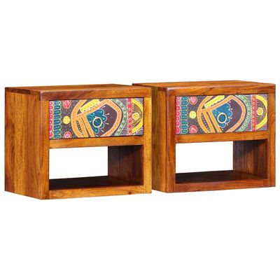 vidaXL Nočný stolík 2 pcs Hnedá 40 x 35 x 35 cm Pevné akáciové drevo