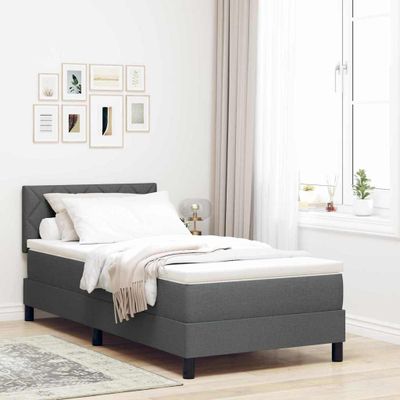 vidaXL Posteľ s pružinovým rámom Tmavo šedá 90 x 200 cm látka