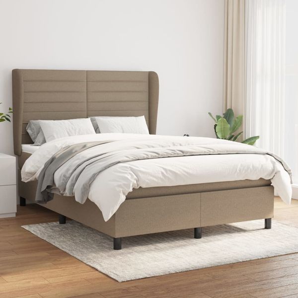 vidaXL Boxspring posteľ s matracom sivohnedý 140x190 cm látka