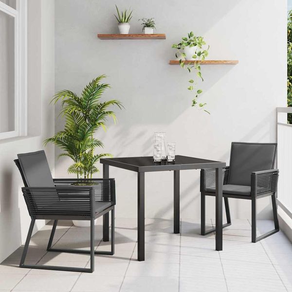 vidaXL Záhradný jedálenský set 3 pcs Čierna