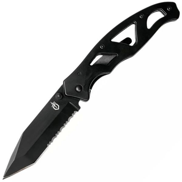 Gerber 31-003635 Paraframe II Part. Serrated Black vreckový nôž 8,6 cm, celočierna, celooceľový